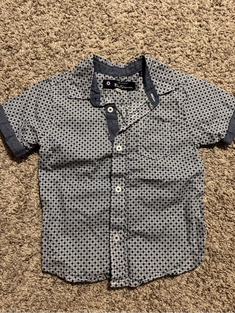 Ben Sherman Button-Front Geometric Print Kids Shirt - Blue